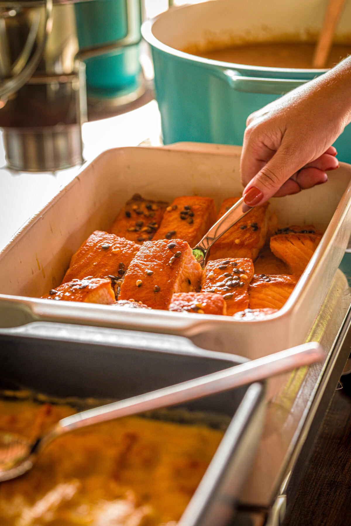 Pratos quentes do buffet