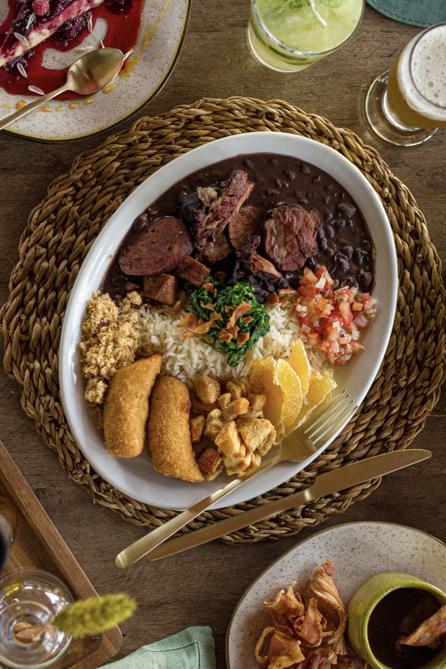 Detalhes da feijoada do parque