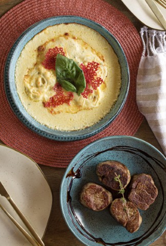 Filet Mignon com Rondelli 4 Formaggi